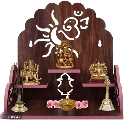 Table Top Home Mandir Temple Home Decor Beautiful Wooden Temple (Maroon)-thumb0