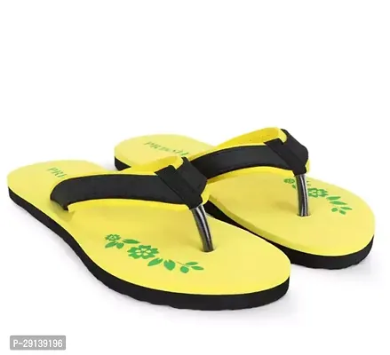 Elegant Yellow EVA Printed Flip Flops For Women