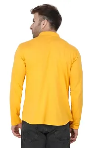 Men's Self Pattern Cotton Yellow Mandarin Tees-thumb4