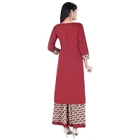 Stylish Cotton Maroon Printed Kurta With Skirt Set-thumb1