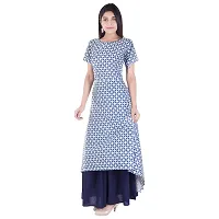 Stylish Cotton Blue Printed Kurta With Skirt Set-thumb1