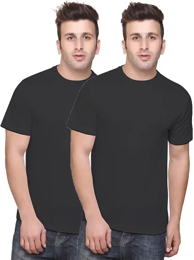 Pack of 2 Cotton Solid Round Neck T Shirt for Men