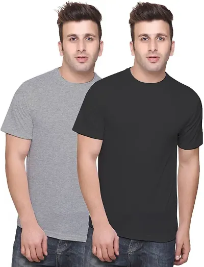 Amazing Solid Round Neck Tees For Men- Pack Of 2