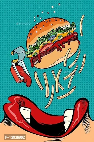 Fancy Art Design Pop Art Burger Wall Poster For Office Home And Walls,Posters For Room Wall Posters