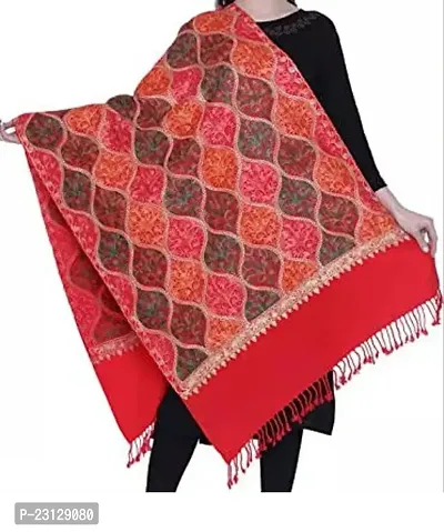 Kashmir Embroidered Poly Acralic Wool 28X80 Traditional Ari Embroidery Shawl Stoles for Women Ladies Girls red