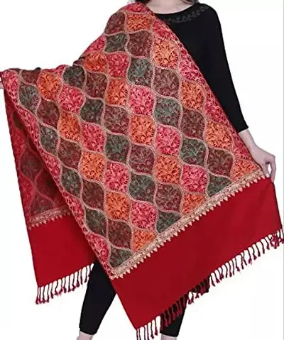 Kashmir Embroidered Poly Acralic Wool 28X80 Traditional Ari Embroidery Shawl Stoles for Women Ladies Girls