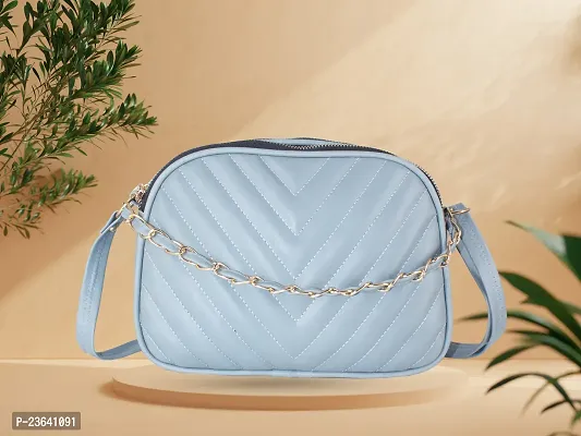 Stylish Blue Artificial Leather Sling Bags For Women-thumb0