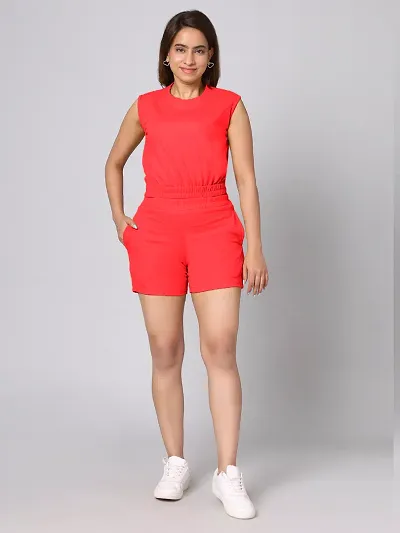 Women's Round Neck Sleeveless waist Fit Top With Short Pant Co-Ord Set