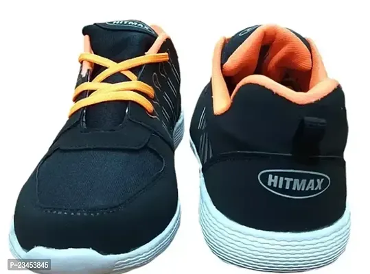Stylish Black PVC Self Design Sports Shoes For Men-thumb0