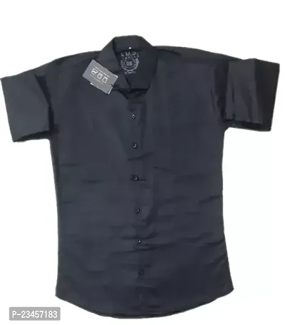 Men Button Up Shirt for Effortless Style Black Color-thumb0