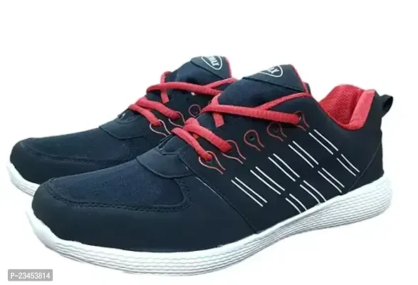 Stylish Black PVC Self Design Sports Shoes For Men-thumb0