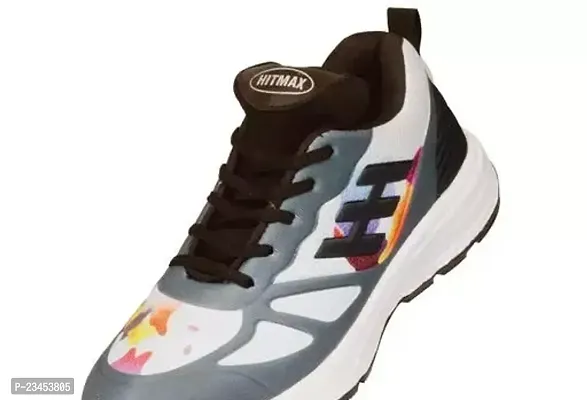 Stylish Grey PVC Self Design Sports Shoes For Men-thumb0