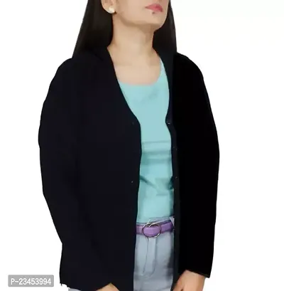 Stylish Black Wool Solid Cardigan For Women