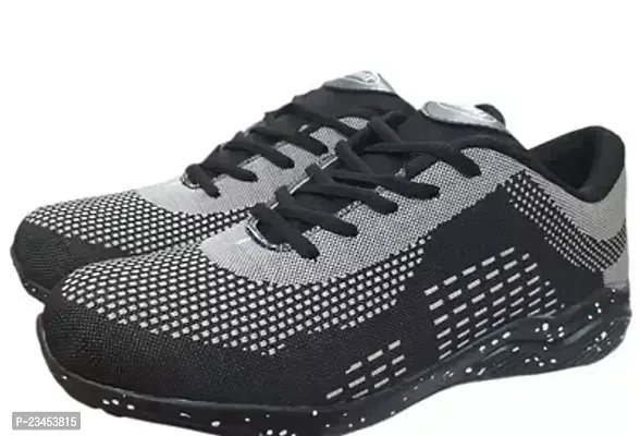 Stylish Grey PVC Self Design Sports Shoes For Men-thumb0