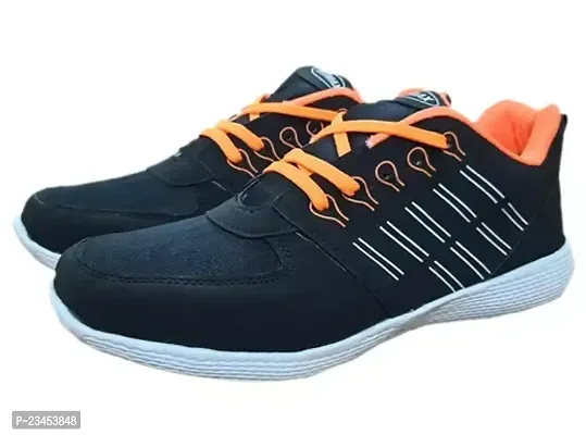 Stylish Black PVC Self Design Sports Shoes For Men
