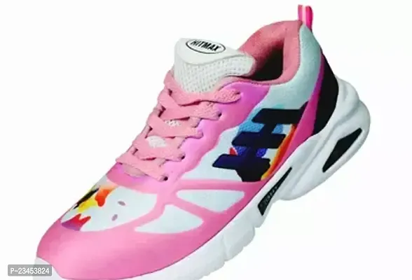 Stylish Pink PVC Self Design Sports Shoes For Men-thumb0