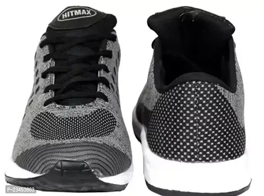 Stylish Grey PVC Self Design Sports Shoes For Men-thumb0