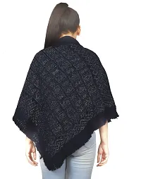 HITMAX Women Graceful Warm Woolen Knitted self Design Poncho Collar Top-thumb2
