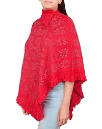 HITMAX Women Graceful Warm Woolen Knitted self Design Poncho Collar Top-thumb1