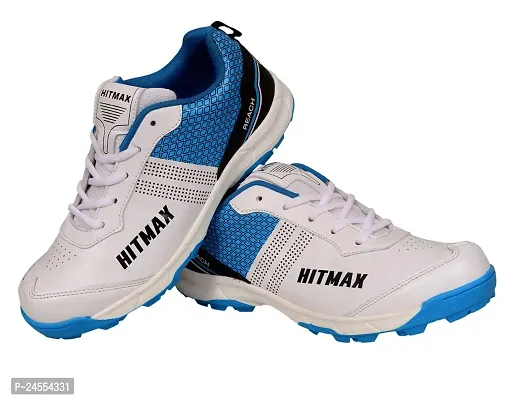HITMAX Reach Cricket Shoes for Men | Durable | Light Weight (White Blue)-thumb3