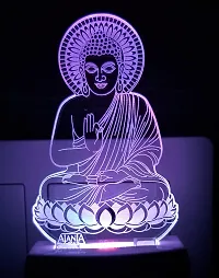 AEON METAL STICKER Plastic 3D Buddha Bhagwan Night Lamp (Multicolour, Small)-thumb4