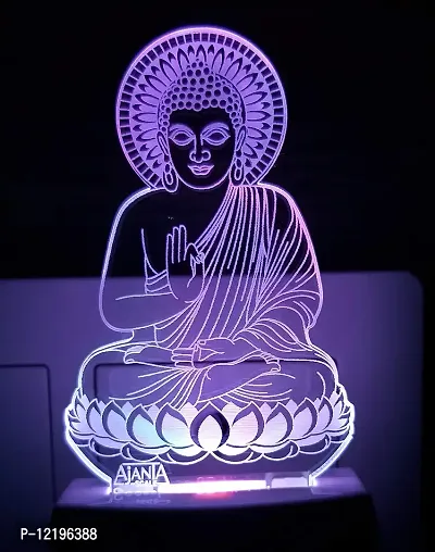 AEON METAL STICKER Plastic 3D Buddha Bhagwan Night Lamp (Multicolour, Small)-thumb5