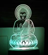 AEON METAL STICKER Plastic 3D Buddha Bhagwan Night Lamp (Multicolour, Small)-thumb2