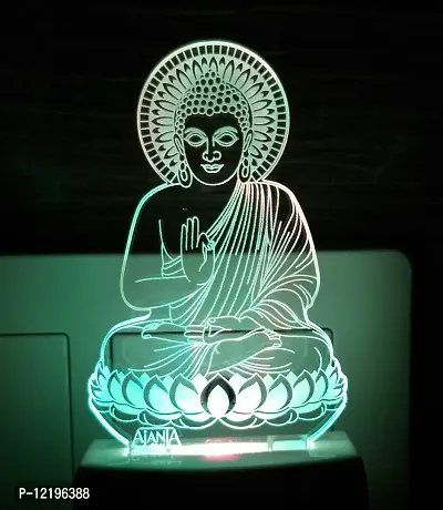 AEON METAL STICKER Plastic 3D Buddha Bhagwan Night Lamp (Multicolour, Small)-thumb3