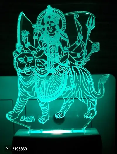 AEON METAL STICKER Durga Ambe Maa Code 2021 Jay Vagheswari Mataji 3D Night Lamp (Multicolour)-thumb3