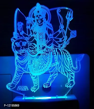 AEON METAL STICKER Durga Ambe Maa Code 2021 Jay Vagheswari Mataji 3D Night Lamp (Multicolour)