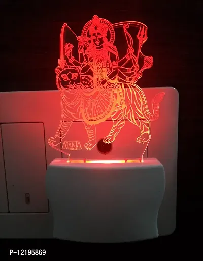 AEON METAL STICKER Durga Ambe Maa Code 2021 Jay Vagheswari Mataji 3D Night Lamp (Multicolour)-thumb5