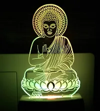 AEON METAL STICKER Plastic 3D Buddha Bhagwan Night Lamp (Multicolour, Small)-thumb1