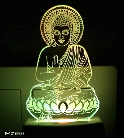 AEON METAL STICKER Plastic 3D Buddha Bhagwan Night Lamp (Multicolour, Small)-thumb2