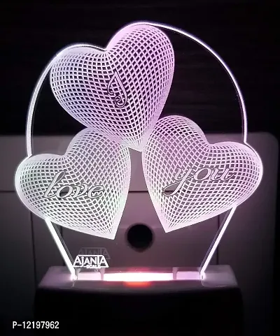 AEON METAL STICKER Plastic I Love You Heart 3D Night Lamp (Small , Multicolour)
