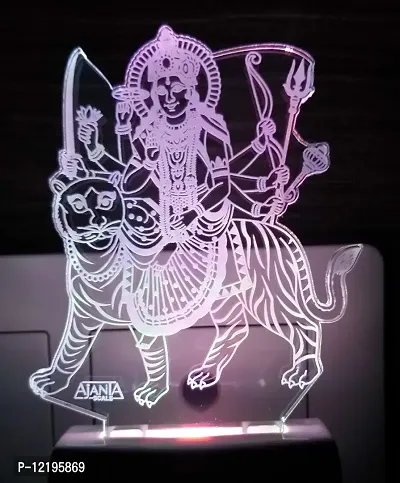 AEON METAL STICKER Durga Ambe Maa Code 2021 Jay Vagheswari Mataji 3D Night Lamp (Multicolour)-thumb4