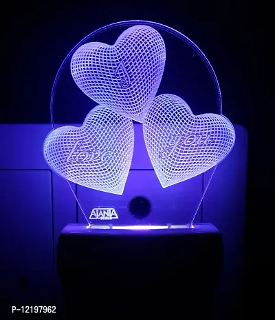 AEON METAL STICKER Plastic I Love You Heart 3D Night Lamp (Small , Multicolour)-thumb2