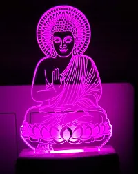 AEON METAL STICKER Plastic 3D Buddha Bhagwan Night Lamp (Multicolour, Small)-thumb3