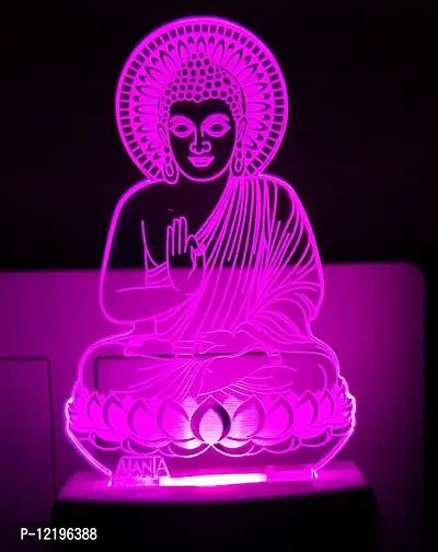 AEON METAL STICKER Plastic 3D Buddha Bhagwan Night Lamp (Multicolour, Small)-thumb4