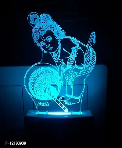 AEON METAL STICKER Plastic 3D Lord Krishna Night Lamp (Multicolour)Pack of 1