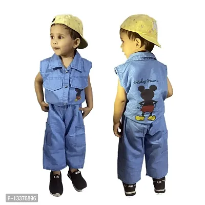 kids girl denim mickey top bottom set-thumb0