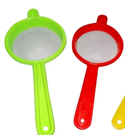 DeoDap Kitchen Plastic Strainer Sieve/Chai Chalni/Tea chalni/Juicer Chalani - 3pcs (Multicolor)