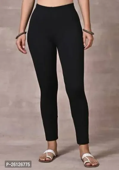 Stylish Black Cotton Blend Solid Jeggings For Women