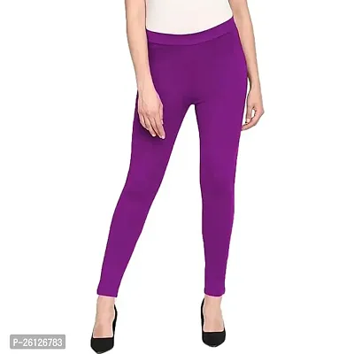 Stylish Purple Cotton Blend Solid Jeggings For Women