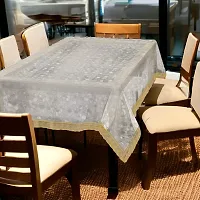 Stylish Silver Polyester 3D Printed Table Cloth-thumb1