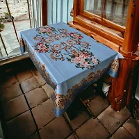 Stylish Sky Blue Polyester Printed Table Cloth-thumb1