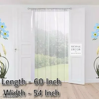 Mopak Decor AC Clear Curtain, Shower Curtains, Transparent curtains  PVC Plastic Thickness 0.15mm, 60 x 54 Inches (5 Feet Lengh x 4.5 Feet Width), Pack of 1 with 8 Hooks-thumb0