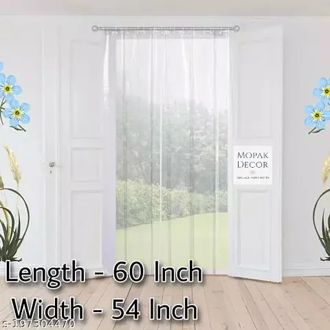 Mopak Decor AC Clear Curtain, Shower Curtains, Transparent curtains  PVC Plastic Thickness 0.15mm, 60 x 54 Inches (5 Feet Lengh x 4.5 Feet Width), Pack of 1 with 8 Hooks