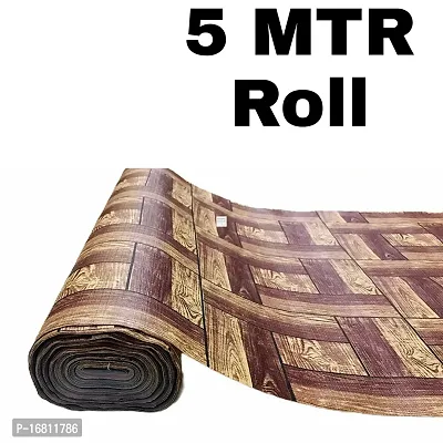 Mopak Decor 5 Meter Rectangular Long Shelf Liner, Dark Brown Wooden , Sheet Roll / Mat for Drawer, shelf roll kitchen mat, Kitchen Roll, Slab Roll, Drawer roll  Antislip Mat, Size - 45 x 500 cm-thumb0