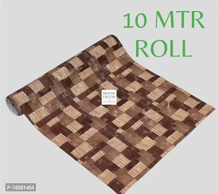 MD 10 Meter Rectangular Long Shelf Liner,Brown Wooden Box, Sheet Roll / Mat for Drawer, shelf roll kitchen mat, Kitchen Roll, Slab Roll, Drawer roll  Antislip Mat, Size - 45 x 1000 cm-thumb0