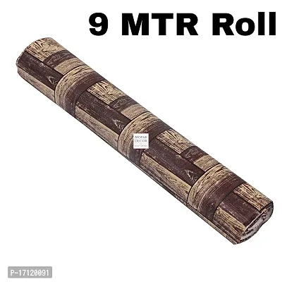 MD 9 Meter Rectangular Long Shelf Liner,Dark Brwn Wooden, Sheet Roll / Mat for Drawer, shelf roll kitchen mat, Kitchen Roll, Slab Roll, Drawer roll  Antislip Mat, Size - 45 x 900 cm-thumb0